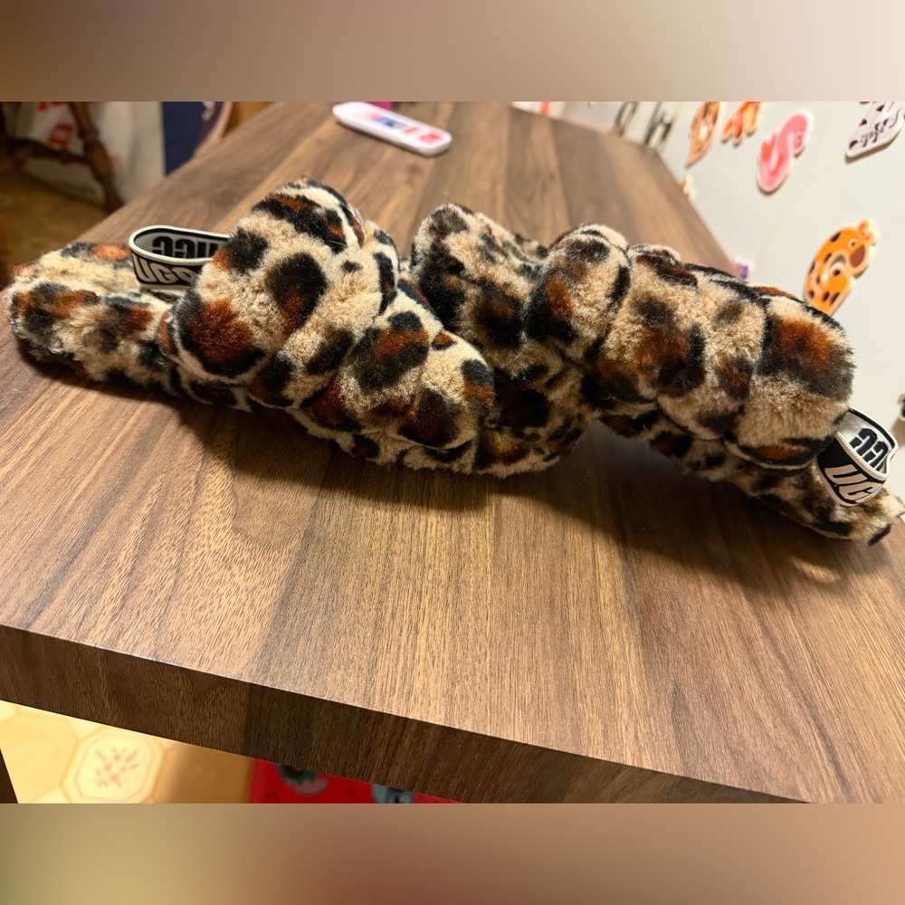 UGG Animal Print Fuzzy Slippers